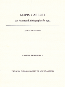 Lewis Carroll: An Annotated Bibliography for 1974